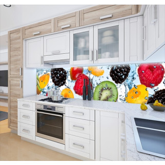 Наклейка на кухонний фартух 60 х 250 см, з фотодруком та захисною ламінацією ягоди в бризках води (БП-s_ed050-1) - Інтернет-магазин спільних покупок ToGether