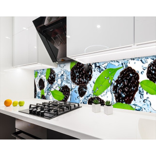 Наклейка на кухонний фартух 65 х 250 см, з фотодруком та захисною ламінацією ожина в бризках води (БП-s_ed055-2) - Інтернет-магазин спільних покупок ToGether