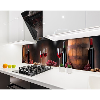Наклейка на кухонний фартух 60 х 250 см, з фотодруком та захисною ламінацією діжки з вином та келихи (БП-s_ed118-1) - Інтернет-магазин спільних покупок ToGether