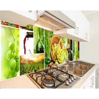 Наклейка на кухонний фартух 60 х 250 см, з фотодруком та захисною ламінацією виноград, вино, келихи (БП-s_ed349-1) - Інтернет-магазин спільних покупок ToGether