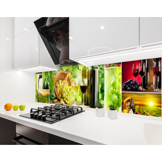 Наклейка на кухонний фартух 60 х 300 см, з фотодруком та захисною ламінацією виноград, вино, келихи (БП-s_ed349-3) - Інтернет-магазин спільних покупок ToGether