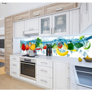 Наклейка на кухонний фартух 60 х 250 см, з фотодруком та захисною ламінацією фрукти на хвилі (БП-s_ed584-1) - Інтернет-магазин спільних покупок ToGether
