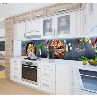 Наклейка на кухонний фартух 60 х 300 см, з фотодруком та захисною ламінацією піца з макаронами (БП-s_ed587-3) - Інтернет-магазин спільних покупок ToGether