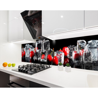 Наклейка на кухонний фартух 60 х 200 см, з фотодруком та захисною ламінацією вишні в кубиках льоду (БП-s_ed588) - Інтернет-магазин спільних покупок ToGether