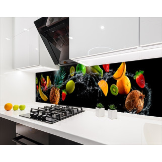 Наклейка на кухонний фартух 60 х 250 см, з фотодруком та захисною ламінацією фрукти в бризках води (БП-s_ed604-1) - Інтернет-магазин спільних покупок ToGether