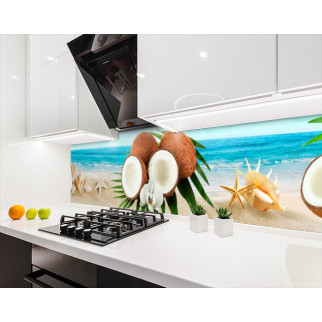 Наклейка на кухонний фартух 60 х 200 см, з фотодруком та захисною ламінацією морський пляж з кокосами (БП-s_ed608) - Інтернет-магазин спільних покупок ToGether