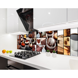 Наклейка на кухонний фартух 65 х 250 см, з фотодруком та захисною ламінацією колаж із тістечком та кавою (БП-s_ed612-2) - Інтернет-магазин спільних покупок ToGether