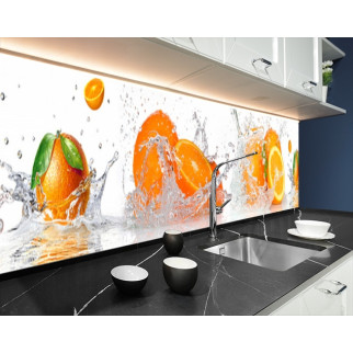Наклейка на кухонний фартух 60 х 250 см, з фотодруком та захисною ламінацією апельсини в бризках (БП-s_ed615-1) - Інтернет-магазин спільних покупок ToGether