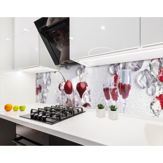 Наклейка на кухонний фартух 60 х 200 см, з фотодруком та захисною ламінацією вишні з льодом і келихами (БП-s_ed618) - Інтернет-магазин спільних покупок ToGether