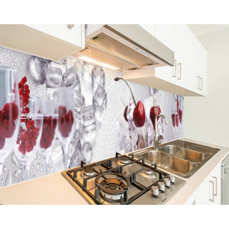 Наклейка на кухонний фартух 65 х 250 см, з фотодруком та захисною ламінацією вишні з льодом і келихами (БП-s_ed618-2) - Інтернет-магазин спільних покупок ToGether