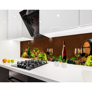 Наклейка на кухонний фартух 60 х 300 см, з фотодруком та захисною ламінацією виноград з келихами вина (БП-s_ed628-3) - Інтернет-магазин спільних покупок ToGether