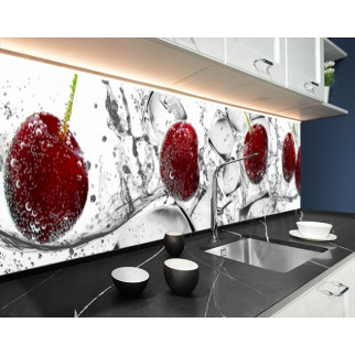 Наклейка на кухонний фартух 65 х 250 см, з фотодруком та захисною ламінацією вишня з кубиками льоду (БП-s_ed631-2) - Інтернет-магазин спільних покупок ToGether