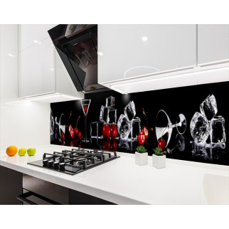 Наклейка на кухонний фартух 65 х 250 см, з фотодруком та захисною ламінацією келихи вишня та лід (БП-s_ed655-2) - Інтернет-магазин спільних покупок ToGether