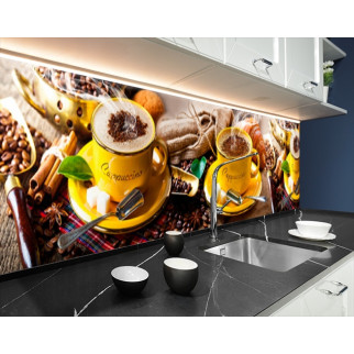 Наклейка на кухонний фартух 65 х 250 см, з фотодруком та захисною ламінацією кава з круасаном (БП-s_ed659-2) - Інтернет-магазин спільних покупок ToGether