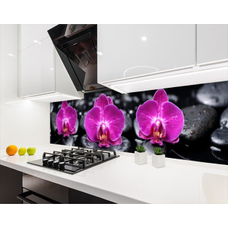 Наклейка на кухонний фартух 60 х 200 см, з фотодруком та захисною ламінацією орхідеї на камінні (БП-s_fl11240) - Інтернет-магазин спільних покупок ToGether