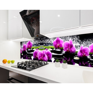 Наклейка на кухонний фартух 60 х 300 см, з фотодруком та захисною ламінацією орхідеї на камінні (БП-s_fl11567-3) - Інтернет-магазин спільних покупок ToGether