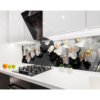 Наклейка на кухонний фартух 60 х 300 см, з фотодруком та захисною ламінацією орхідеї з камінням (БП-s_fl11683-3) - Інтернет-магазин спільних покупок ToGether