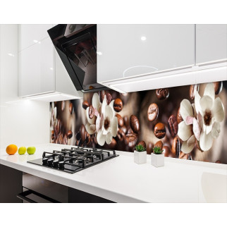 Наклейка на кухонний фартух 65 х 250 см, з фотодруком та захисною ламінацією квіти та кавові зерна (БП-s_fl11694-2) - Інтернет-магазин спільних покупок ToGether