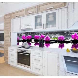 Наклейка на кухонний фартух 60 х 250 см, з фотодруком та захисною ламінацією орхідеї на каменях (БП-s_fl11707-1) - Інтернет-магазин спільних покупок ToGether