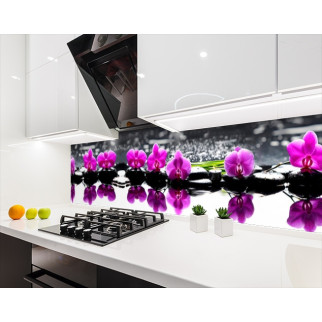 Наклейка на кухонний фартух 60 х 300 см, з фотодруком та захисною ламінацією орхідеї на каменях (БП-s_fl11707-3) - Інтернет-магазин спільних покупок ToGether