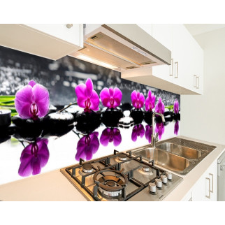 Наклейка на кухонний фартух 65 х 300 см, з фотодруком та захисною ламінацією орхідеї на каменях (БП-s_fl11707-4) - Інтернет-магазин спільних покупок ToGether