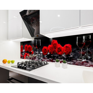 Наклейка на кухонний фартух 60 х 250 см, з фотодруком та захисною ламінацією троянди червоні з келихами (БП-s_fl11746-1) - Інтернет-магазин спільних покупок ToGether