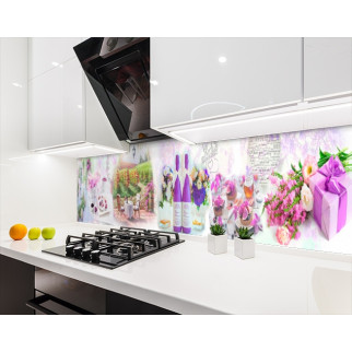 Наклейка на кухонний фартух 60 х 250 см, з фотодруком та захисною ламінацією вино з квітами (БП-s_fl11760-1) - Інтернет-магазин спільних покупок ToGether