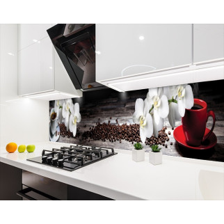 Наклейка на кухонний фартух 60 х 250 см, з фотодруком та захисною ламінацією орхідеї з зернами кави (БП-s_fl11726-1) - Інтернет-магазин спільних покупок ToGether
