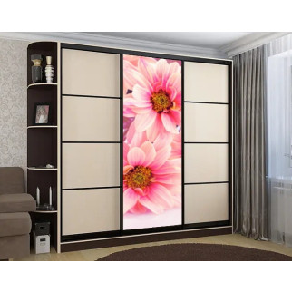 Наклейка на шафу-купе 220 х 74 см на 1  двері Рожеві квіти хризантеми (БП_с_fl10649) - Інтернет-магазин спільних покупок ToGether