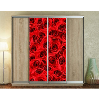 Наклейка на шафу-купе 220 х 60 см на 2  двері червоні троянди (БП_а_fl12424) - Інтернет-магазин спільних покупок ToGether