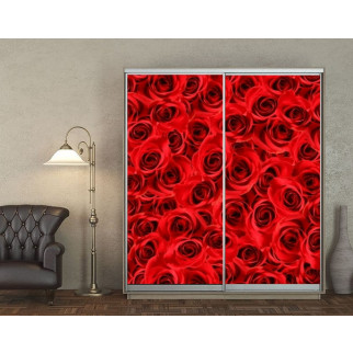 Наклейка на шафу-купе 220 х 102 см на 2  двері червоні троянди (БП_а_fl12424) - Інтернет-магазин спільних покупок ToGether