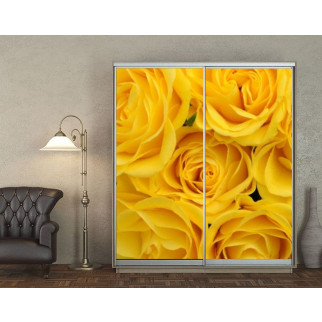 Наклейка на шафу-купе 220 х 102 см на 2  двері Жовті троянди (БП_а_fl12650) - Інтернет-магазин спільних покупок ToGether