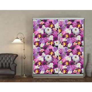 Наклейка на шафу-купе 220 х 102 см на 2  двері фіолетові квіти (БП_а_fl12653) - Інтернет-магазин спільних покупок ToGether