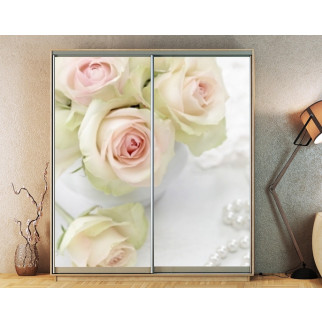 Наклейка на шафу-купе 220 х 102 см на 2 двері  білі троянди (БП_а_fl13243) - Інтернет-магазин спільних покупок ToGether