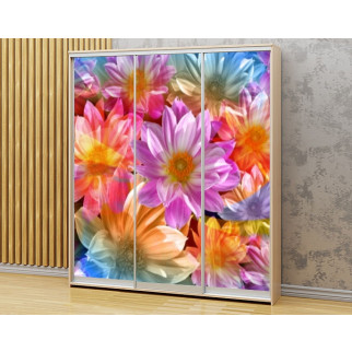 Наклейка на шафу-купе 220 х 60 см на 3 двері  Фантастичні квіти (БП_в_fl101061) - Інтернет-магазин спільних покупок ToGether