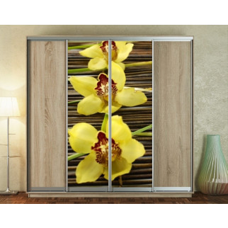 Наклейка на шафу-купе 220 х 60 см на 2 двері  Жовті орхідеї (БП_а_fl102168) - Інтернет-магазин спільних покупок ToGether