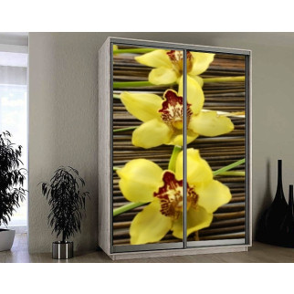 Наклейка на шафу-купе 220 х 74 см на 2 двері  Жовті орхідеї (БП_а_fl102168) - Інтернет-магазин спільних покупок ToGether