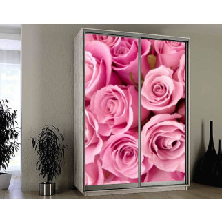 Наклейка на шафу-купе 220 х 74 см на 2 двері  рожеві троянди (БП_а_fl13167) - Інтернет-магазин спільних покупок ToGether