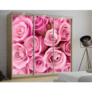 Наклейка на шафу-купе 220 х 74 см на 3 двері  рожеві троянди (БП_в_fl13167) - Інтернет-магазин спільних покупок ToGether