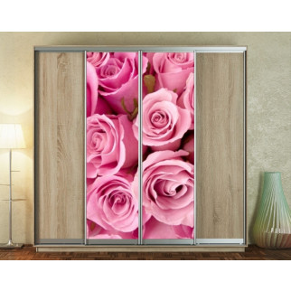 Наклейка на шафу-купе 220 х 60 см на 2 двері  рожеві троянди (БП_а_fl13167) - Інтернет-магазин спільних покупок ToGether