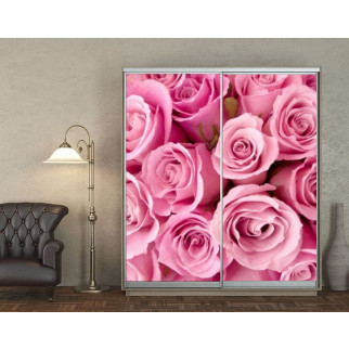 Наклейка на шафу-купе 220 х 102 см на 2 двері  рожеві троянди (БП_а_fl13167) - Інтернет-магазин спільних покупок ToGether