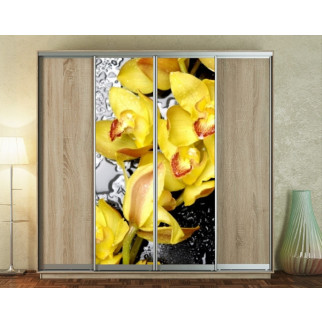 Наклейка на шафу-купе 220 х 60 см на 2 двері  Жовті орхідеї (БП_а_fl13221) - Інтернет-магазин спільних покупок ToGether