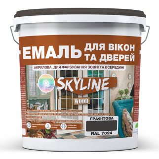 Емаль акрилова Для Вікон та Дверей SkyLine Wood Графітова RAL 7024 5 л - Інтернет-магазин спільних покупок ToGether