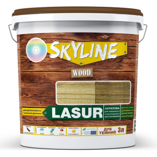 Лазур декоративно-захисна для обробки дерева LASUR Wood SkyLine Дуб темний 3л - Інтернет-магазин спільних покупок ToGether