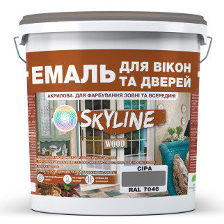 Емаль акрилова Для Вікон та Дверей SkyLine Wood Сіра RAL 7046 10 л - Інтернет-магазин спільних покупок ToGether