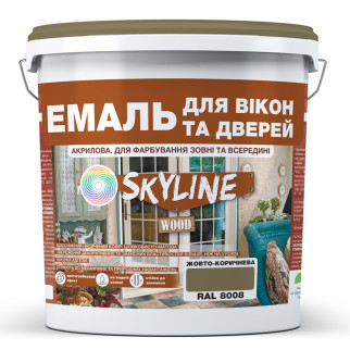 Емаль акрилова Для Вікон та Дверей SkyLine Wood Жовто-коричнева RAL 8008 10 л - Інтернет-магазин спільних покупок ToGether