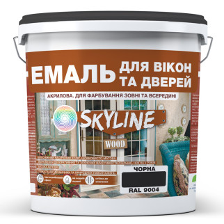 Емаль акрилова Для Вікон та Дверей SkyLine Wood Чорна RAL 9004 10 л - Інтернет-магазин спільних покупок ToGether