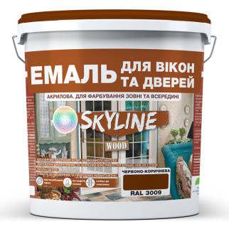 Емаль акрилова Для Вікон та Дверей SkyLine Wood Червоно-коричнева RAL 3009 10 л - Інтернет-магазин спільних покупок ToGether