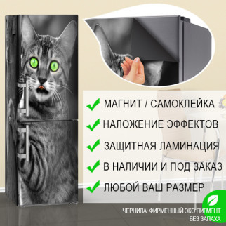 Самофіксувана наклейка на холодильник магнітна з малюнком кішки, 180 х 60 см, тільки Лицьова сторона - Інтернет-магазин спільних покупок ToGether