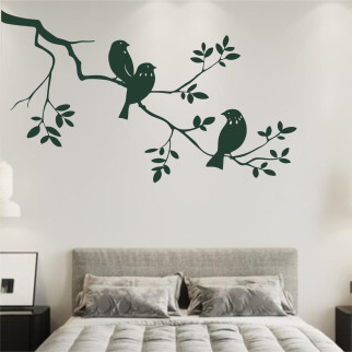 Трафарет для фарбування Гілка з птахами, одноразовий із самоклейної плівки 95 х 162 см - Інтернет-магазин спільних покупок ToGether